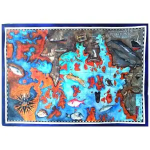 Lámina Carta submariña e da memoria da Fin da Terra L:48 CM H:34 CM