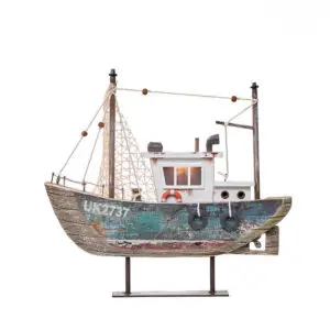 Barco con luz LED de madera y metal envejecido