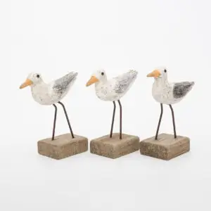 Set de 3 Pájaros con base de madera