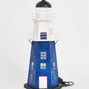 Faro de metal 59 cm azul y blanco