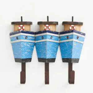 Perchero de 3 perchas barcos de madera