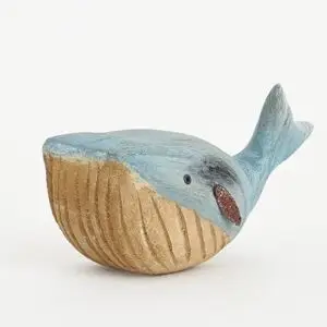 Ballena decorativa de madera y metal pequeña