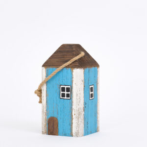 Tope de puerta de madera envejecida con forma de casa
