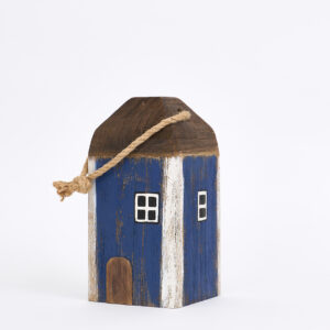 Tope de puerta grande de madera envejecida con forma de casa