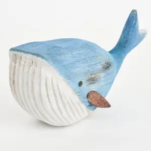 Ballena decorativa de madera y metal grande