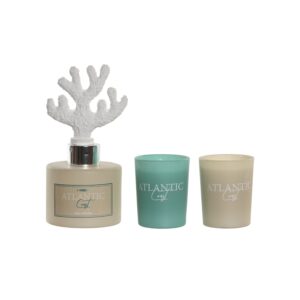 Set ambientador mikado cristal coral + 2 velas