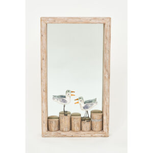 Espejo Rectangular con pájaros sobre troncos