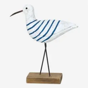 pájaro de madera a rayas con base