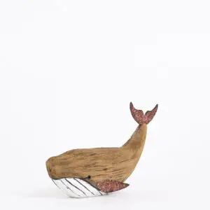 Pequeña ballena de madera con toque envejecido